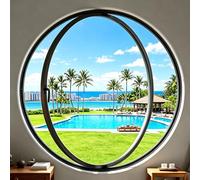 CUXAHO Ventana Redonda Giratoria de 360°, Ventana de Ojo de Buey de Aleación de Aluminio con Vidrio Templado de 8mm y Manija, Ventana de Ventilación Moderna for Baño, Cocina, Sótano(Nero,30cm)