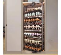 CUXAHO Zapatero Giratorio en Armario,360° Rotating Shoe Rack, Altura Ajustable,Organizador Almacenamiento Ahorro de Espacio(Brown,53CM/21IN_14-Tier)