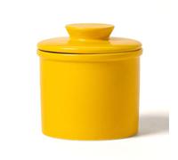 Cuxawamiyo Mantequera Francesa de Cerámica con Tapa, Mantequero Monocolor con Línea de Agua, Recipiente Retro para Mostrador, Cocina y Mesa de Comedor