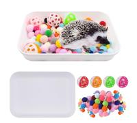 Cuyacili Jaula de erizo, accesorios, caja para tumba, erizo, juego de juguetes con 360 bolas de peluche y 8 cascabeles para hámsters, gatitos y otros animales pequeños, 23,5 x 17 x 4 cm
