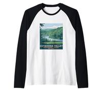 Cuyahoga Valley National Park Vintage Camping Hombres Mujeres Niños Camiseta Manga Raglan