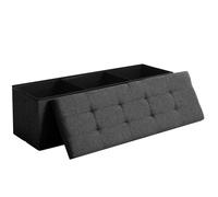 CUYOCA Banco otomano de almacenamiento de 45.3 pulgadas, asiento plegable, reposapiés, banco de zapatos, almacenamiento al final de la cama con tapa abatible, espacio de almacenamiento de 166 L, tela