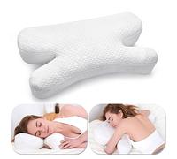 CUZEP Clieey Almohadas para Dormir de Lado Espalda Estómago Antiarrugas Anti Envejecimiento con Gel y Espuma Viscoelástica Triturada para Aliviar el Dolor de Cuello 【Estilo Blanco Regular】