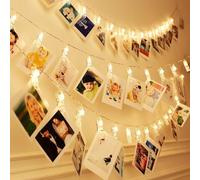 cuzile Clip cadena de luces LED - Bildleuchten LED para la ración decorativos colgantes de fotos, notas, ilustraciones USB accionado 40LED blanco cálido)