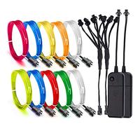 cuzile Kit de luces de neón 2 unidades, 8 colores con caja de batería para fiestas pascua, decoración de Halloween, 5 por 1 metro, rojo, azul, verde, rosa, blanco, morado, amarillo y naranja