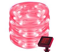 cuzile Manguera de solar luces 7m 50 LED Resistente al agua Sensor de luz rojo Decoración de jardín, patio, fachada