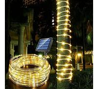 cuzile Manguera LED Solar 7m 50 LED Resistente al agua IP55 Tiras de LED de exterior, Sensor de luz, blanco cálido Decoración para Navidad, Fiestas, Bodas, Patio, Dormitorio, Jardines, Festivales