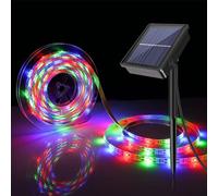 cuzile Tira de LED solar al aire libre, 1 m SMD 2835, luces LED RGB que cambian de color, IP65 impermeables decorativas luces de hadas para yarda, árboles, jardín