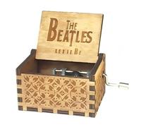 Cuzit - Caja de música con manivela de Madera, diseño de The Beatles Antiguo Tallado Regalo de cumpleaños, Juguete Musical