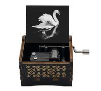 Cuzit Caja de música de madera del lago de los cisnes, caja musical de madera con manivela de 18 notas, regalo para Navidad, cumpleaños, día de San Valentín, graduación