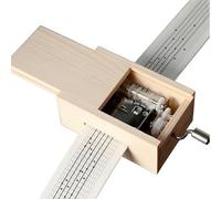 Cuzit Caja de música de madera grabada vintage envejecida, movimiento de 15 notas, manivela, caja musical para hacer tu propia canción, incluye un perforador, 14 papeles en blanco y 16 papeles