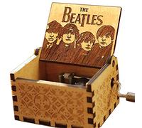 Cuzit - Caja de música tallada antigua con tema de The Beatles "Let it Be", con manivela, caja musical de madera, juguete