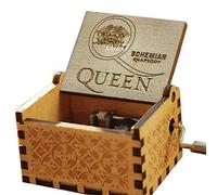 Cuzit Reina Caja de música, Greatest Hits Queen Bohemian Rhapsody Antiguo Tallado Manivela de Madera Caja Musical de Madera Caja
