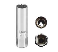 CUZKC Llave Bujía 14 mm Pared Fina, Vaso Magnético 12 Puntas para Bujías, Herramienta Extracción Bujía Auto, Moto, Camión, Mantenimiento Motor y Garaje