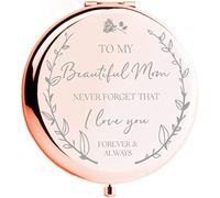 CV CHARVORIA Regalos de cumpleaños para mamá - Espejo de Maquillaje con Aumento de Oro Rosa I Love You Mom, Regalos sentimentales de cumpleaños para mamá de Hija, Bonitos Regalos para mamá o Regalos