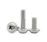 CVAADV 10~100 Uds 304 Acero inoxidable Cruz Phillips Pan cabeza de armazón redondo con arandela Collar acolchado tornillo perno M1.4 M2 .5 M3 M4 M5 M6(45mm,M5 (10pcs))