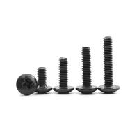 CVAADV 10-50 Uds. Tornillo de máquina con cabeza de armadura redonda empotrada en cruz negra M2-M6 tornillos planos grandes de seta de acero al carbono(12mm,M2 50pcs)