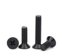 CVAADV 100 unids/lote M1 .2 .4 .6 .7 M2 .5 M3 Perno de tornillo de cabeza avellanada plana Phillips de acero negro pequeño M4 M5 KM Mini(18mm x100pcs,M5)