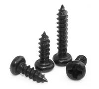 CVAADV M1 M1.2 M1.4 M1.5 M1.7 M2 M2.3 M2.6 M3 M3.5 M4 Tornillos autorroscantes Phillips de cabeza redonda cruzada Tornillo de acero al carbono negro(14mm,M3.5 x100pcs)