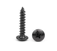 CVAADV M2.3 M3 M4 M5 M6 cabeza de armazón empotrada en cruz tornillo autorroscante acero al carbono Chapado en negro Phillips Pan tornillos redondos for madera(45mm,M4 30pcs)
