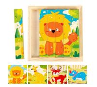 CVARRISE Puzzle 3D Montessori Animales del Bosque 1 2 3 Años, Acuarela 4 Caras, Juguete Amigable con la Piel para Niños Pequeños Forest