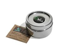 CVAULT by Boveda | Contenedor de almacenamiento giratorio de 1/2 onzas | inastillable, hermético y resistente a la luz | Acero inoxidable de grado alimenticio | Incluye paquete Boveda de 62% HR de 8