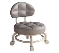 CvbGNJm Taburete con Ruedas, Taburete bajo y Redondo con Ruedas, Maquillaje Giratorio de 360 ° con polea de Respaldo for Cocina, barbería, Biblioteca, salón, Garaje(Gray)
