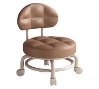 CvbGNJm Taburete con Ruedas, Taburete bajo y Redondo con Ruedas, Maquillaje Giratorio de 360 ° con polea de Respaldo for Cocina, barbería, Biblioteca, salón, Garaje(Coffee)