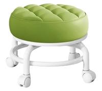 CvbGNJm Taburete con Ruedas, Taburete Giratorio de 360 Grados, de Cuero PU, Multifuncional, Resistente, Asiento bajo, Redondo de Agua con Rueda(Green)