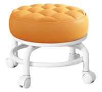 CvbGNJm Taburete con Ruedas, Taburete Giratorio de 360 Grados, de Cuero PU, Multifuncional, Resistente, Asiento bajo, Redondo de Agua con Rueda(Orange)