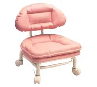 CvbGNJm Taburete rodante, Rueda giratoria de 360 Grados, Taburete pequeño, Respaldo de polea for el hogar, Banco móvil bajo con Asiento Giratorio for Zapatos(Pink)