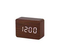 CVBGVBB Despertadores Wooden Alarm Clock Watch Table Voice Control Digital Wood Electronic Desktop Powered Clocks Table Decor(Color:Bruin)