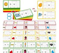 CVC - Tarjetas de escritura de palabras, 100 tarjetas de escritura a mano de doble cara, tarjetas de ortografía de vocales cortas de 3 niveles, herramienta educativa temprana para niños de 3, 4, 5