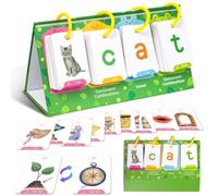 CVC Word Builder Games Cards Learn to Reading, Word Building Desktop 129 Chart with Tent Cards Pocket Flash Card Kit