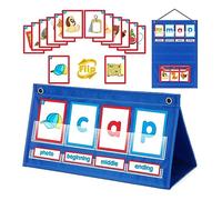 CVC Word Building - Soporte de escritorio para leer ortografía, juegos fonéticos con tarjetas para niños, construcción de jardín de infantes, tarjetas de tienda de escritorio, palabras