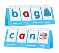 CVC Word Flip Chart, Doble Cara Word Flip 40 Palabras de vocales Cortas Rotafolio Independiente Consonant Vowel Consonant Word Flashcards Word Builder Actividad Herramienta de Aprendizaje Educativo