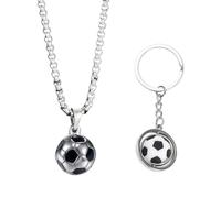 CVDYWDJIE 1 Collar De Fútbol Y 1 Llavero De Fútbol, Joyería Creativa, Joyería con Tema De Fútbol, Joyería para Fanáticos, Joyería De Moda