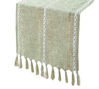 CVDYWDJIE 1 Corredor De Mesa Verde, Corredor De Mesa De Lino, Corredor De Mesa De Borla Hueca, Corredor De Mesa Tejido, Corredor De Mesa Decorativo, Corredor De Mesa De Estilo Simple