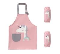 CVDYWDJIE 1 Delantal De Caballo Arcoíris Y 1 Par De Mangas, Lindo Delantal De Dibujos Animados, Delantal Impermeable, Delantal Antiincrustante, Delantal para Niños