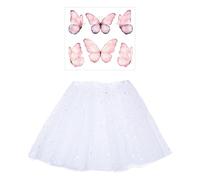 CVDYWDJIE 1 Falda De Lentejuelas De Estrella Y 1 Pegatina De Mariposa, Falda De Malla Para Niños, Ropa De Actuación, Tutú Brillante, Accesorios De Vestir