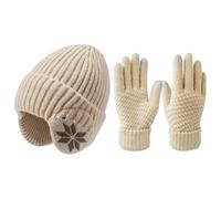 CVDYWDJIE 1 Gorro De Punto Para Mujer Y 1 Guantes De Punto, Guantes Antideslizantes, Protección Auditiva Y Gorro De Punto Resistente Al Frío, Accesorios De Abrigo Para El Invierno