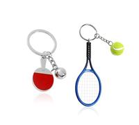CVDYWDJIE 1 Llavero De Tenis De Mesa Y 1 Llavero De Tenis, Llavero Creativo, Llavero De Elemento Deportivo, Llavero Metálico