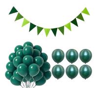 CVDYWDJIE 1 Pieza De Bandera Triangular, 50 Piezas De Globos De Látex, Conjunto De Decoración Verde, Pancarta De Escena, Globos, Decoración De Fiesta Navideña