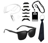 CVDYWDJIE 1 Pieza De Gafas De Sol, 1 Pieza De Accesorio Walkie Talkie, 1 Pieza De Tarjetero con Cordón, 1 Pieza De Corbata, 6 Piezas De Barba Artificial, Accesorios De Juego De rol.