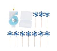 CVDYWDJIE 1 Pieza De Vela De Copo De Nieve Núm. 5 Y 10 Piezas De Inserciones De Copos De Nieve, Decoraciones para Pasteles, Inserciones para Decoración De Postres Horneados