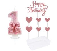 CVDYWDJIE 1 Pieza De Vela Número 1 Y 1 Juego De Insertos para Pasteles, Velas Brillantes, Velas para Pasteles Dulces, Decoraciones para Pasteles, Suministros para Fiestas De Cumpleaños