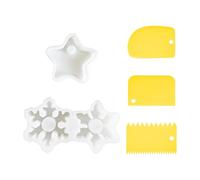 CVDYWDJIE 1 Pieza En Forma De Estrella Y 1 Pieza En Forma De Copo De Nieve, con Raspador De Plástico De 3 Piezas, Molde De Silicona, Molde para Portavelas, Molde De Decoración DIY