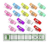 CVDYWDJIE 1 Regla De Costura De Plástico Y 18 Abrazaderas De Costura, Accesorios De Costura, Herramientas De Costura, Herramientas De Medición De Costura