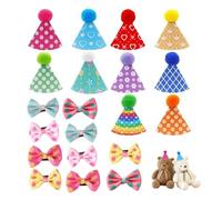 CVDYWDJIE 10 Mini Gorros De Bolas De Pelo, 10 Clips De Lazo, Sombreros De Fiesta De Cumpleaños Para Mascotas, Lindos Clips Para El Pelo Para Perros, Accesorios De Decoración Para Fiestas De Mascotas.