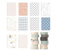 CVDYWDJIE 10 Piezas De Cinta De Estampación De Aluminio Y 50 Piezas De Papel, Cinta Adhesiva Vintage, Cinta Adhesiva Decorativa, Adecuada para Diarios, Álbumes De Recortes, Embalajes